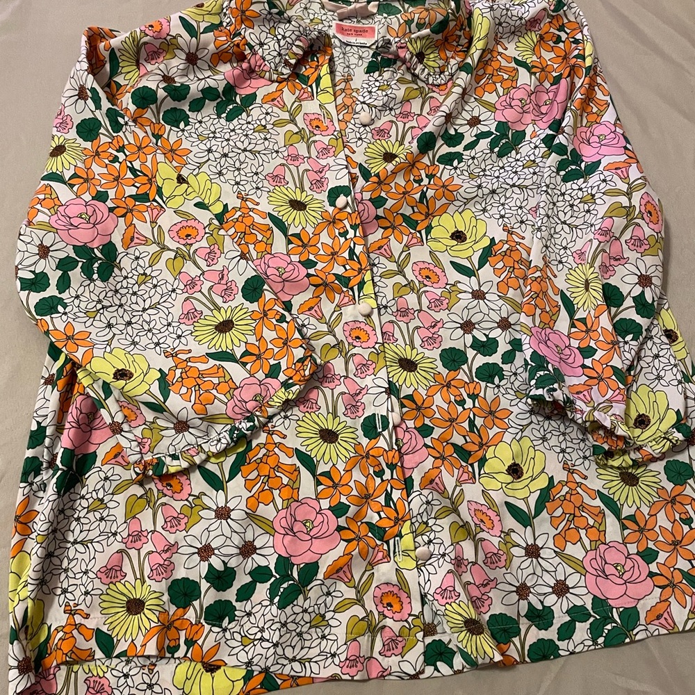 Kate Spade Floral Blouse - Pink, Orange, Yellow, Green